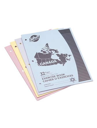 Cahier Canada Hilroy ligné 32 pages (pqt de 4) couleurs variés