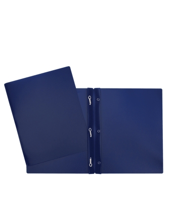 Duo-tang de plastique opaque sans pochettes bleu