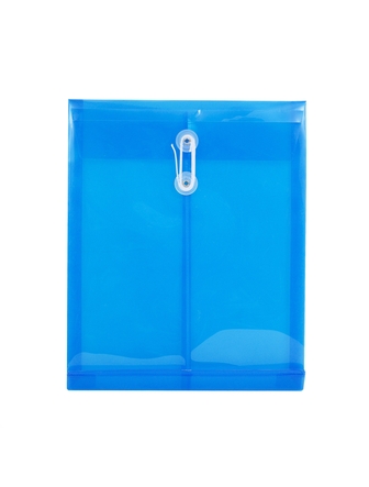 Enveloppe de plastique verticale format lettre attache cordon bleu