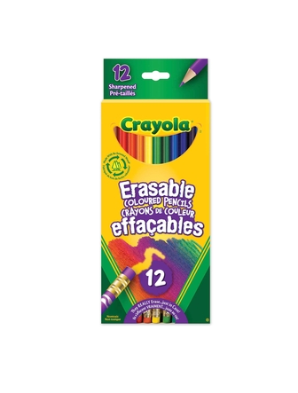 Crayons de couleurs paquet de 12 effaçables prétaillés