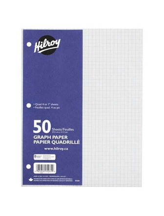 Feuilles mobiles quadrillées Hilroy 4 carrés/po paquet de 50