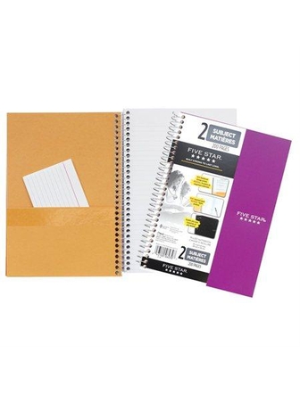 Cahier ligné à spirale Five Star 80 pages 2 sujets