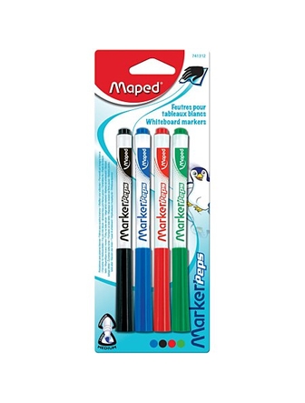 Ensemble de 4 marqueurs non permanent Maped à couleurs variées