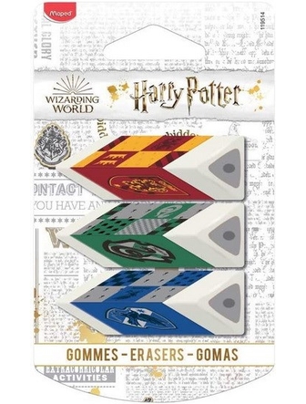 Gommes à effacer triangulaires Harry Potter pqt de 3
