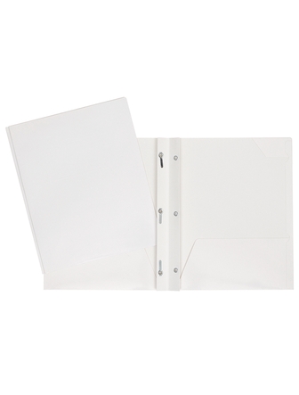 Duo-tang de carton laminé avec pochettes blanc