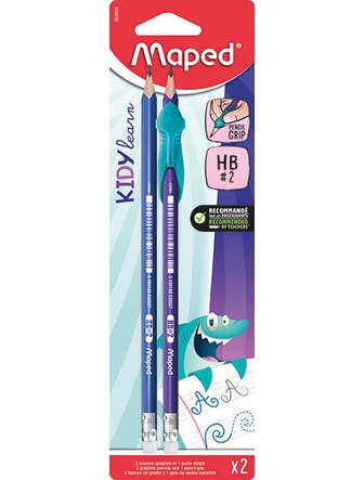 Crayon à mine Kidy Learn paquet de 2 avec appui-doigt