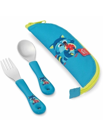 Ensemble d'ustensile avec étui Maped Raton Laveur bleu