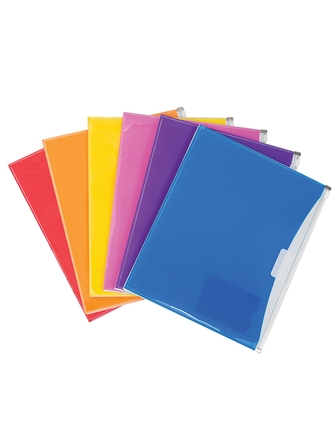 Enveloppe de plastique horizontale format lettre fermeture à glissière couleurs ass.