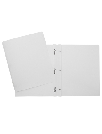 Duo-tang de plastique opaque avec pochettes blanc