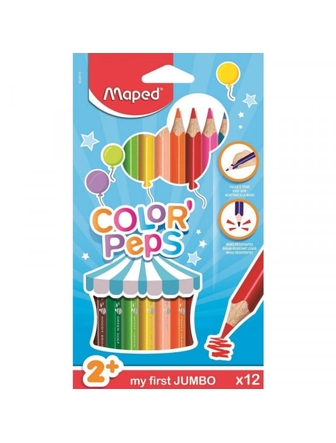 Crayons de couleurs color'peps maxi boîte de 12 triangulaire large